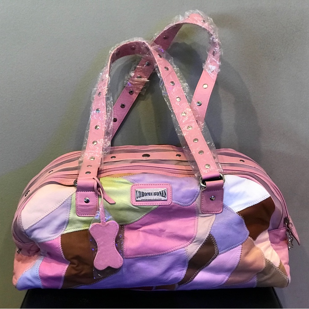 Chrome Bones Leather small pet carrier.
